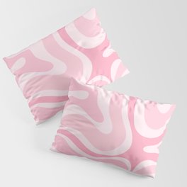 Modern Retro Liquid Swirl Abstract in Pretty Pastel Pink Pillow Sham