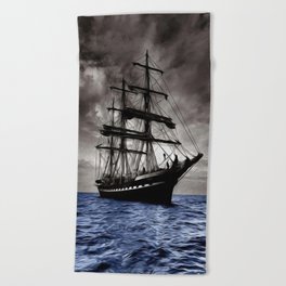 Black Sails Beach Towel | Sailtheocean, Sailboat, Pirate, Wind, Travel, Ancientcaravel, Ancientgalleon, Ancientship, Wave, Nautical 