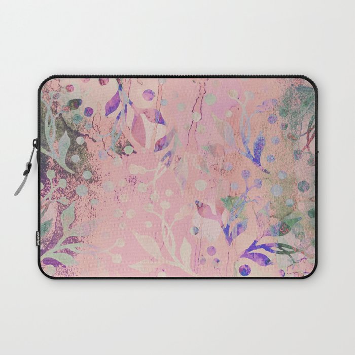 Soft Pink Pastel Floral Watercolor Pattern Laptop Sleeve