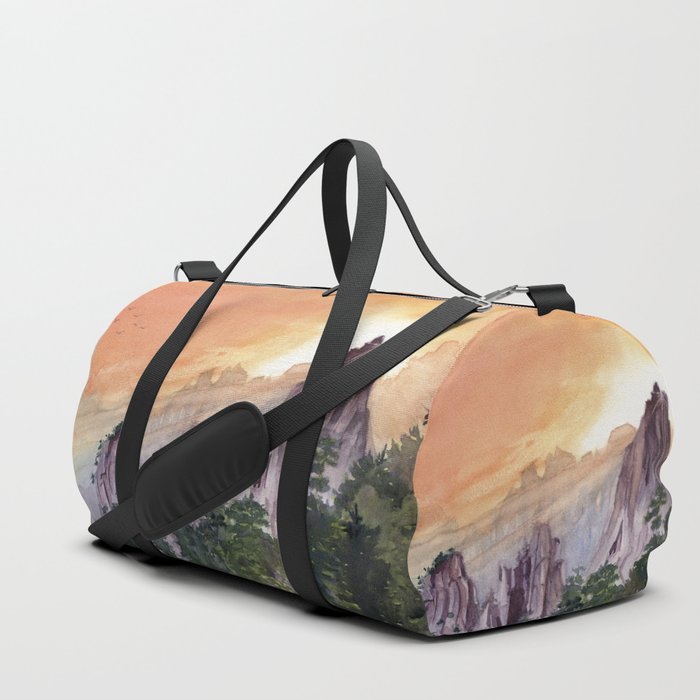 Morning Light On The Mountain Duffle Bag by Melly Terpening | Society6