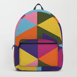Geometric Print Patchwork Pink Green Abstract Prism Pattern Backpack