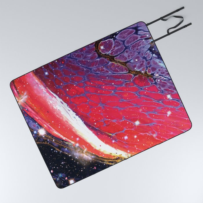 Neon marble space #1: purple, red, stars Picnic Blanket