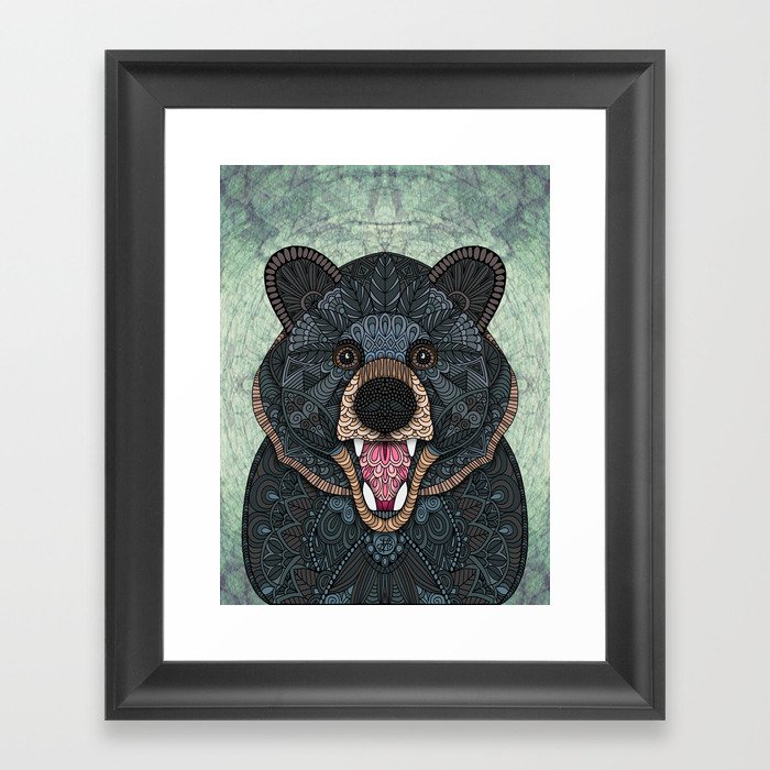 Ornate Black Bear Framed Art Print