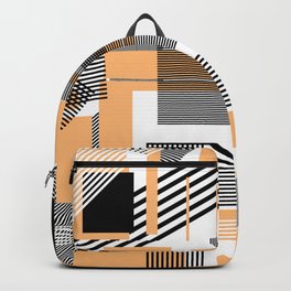Abstract geometrical black white orange shapes Backpack