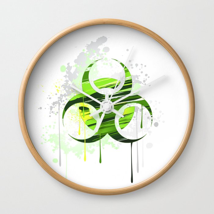 Symbol of Biological Danger Drawn with Paint Wall Clock