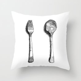 spoon and fork Throw Pillow