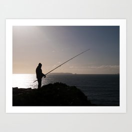 Fishing by the Sea Art Print