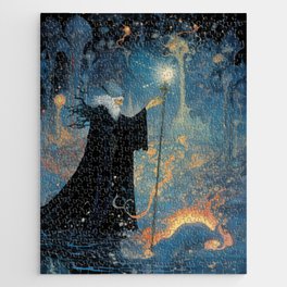 Wizard with Water and Fire Jigsaw Puzzle