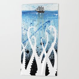 Kraken Watercolor Beach Towel