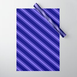 [ Thumbnail: Blue and Medium Slate Blue Colored Lined/Striped Pattern Wrapping Paper ]