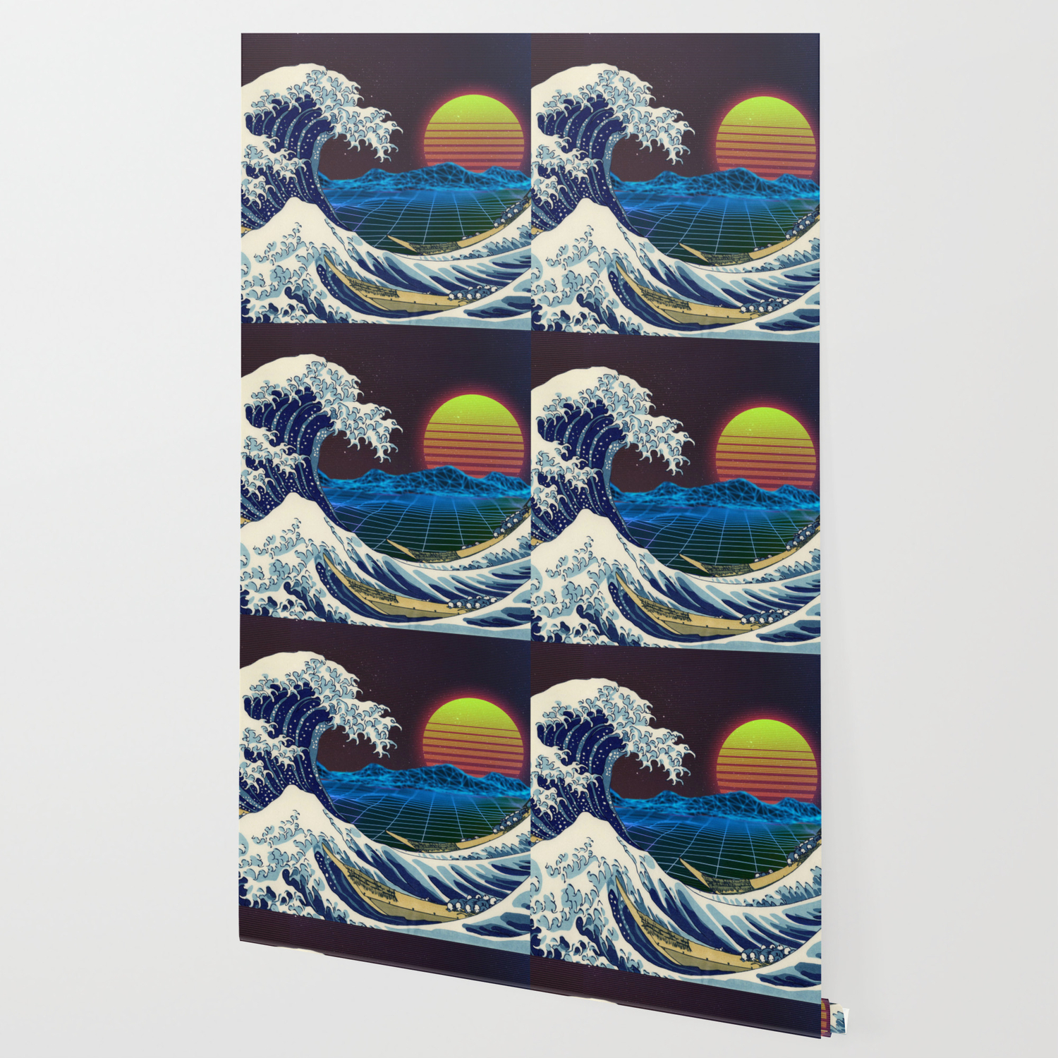 Synthwave Space 9 The Great Wave Off Kanagawa Wallpaper By