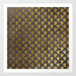 Black Gold Ghosts Art Print | Gold, Ghost, Fauxgoldfoil, Paper, Pattern, Collage, Halloween, Trickortreat, Fall, Autumn 