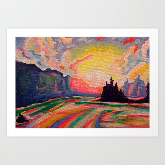 The Sun Is Setting At The Lake Art Print