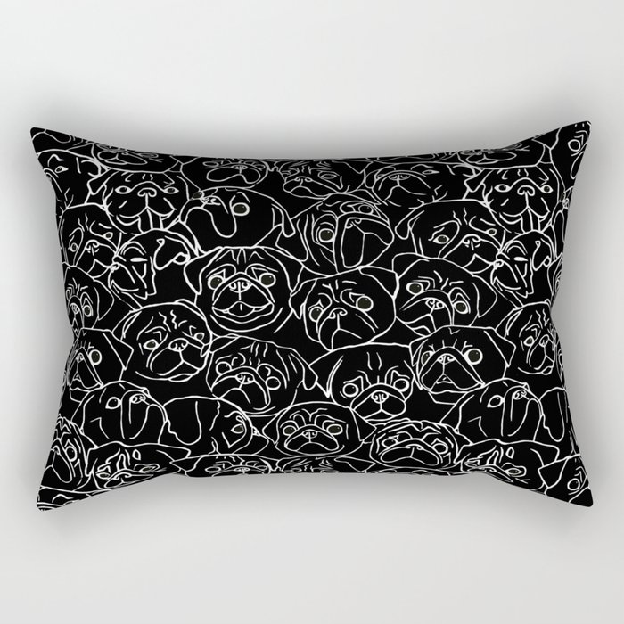 Black Pugs Rectangular Pillow