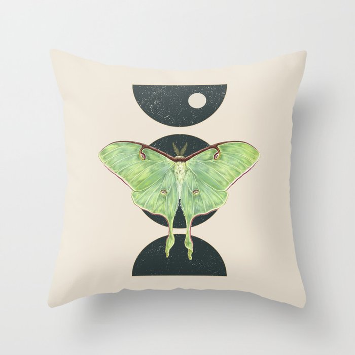 Luna Moth and Moon 1 Throw Pillow