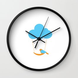 Cute bird and cloud Wall Clock