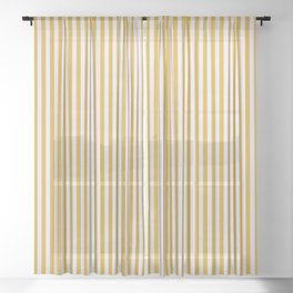 [ Thumbnail: Goldenrod & Lavender Colored Striped Pattern Sheer Curtain ]