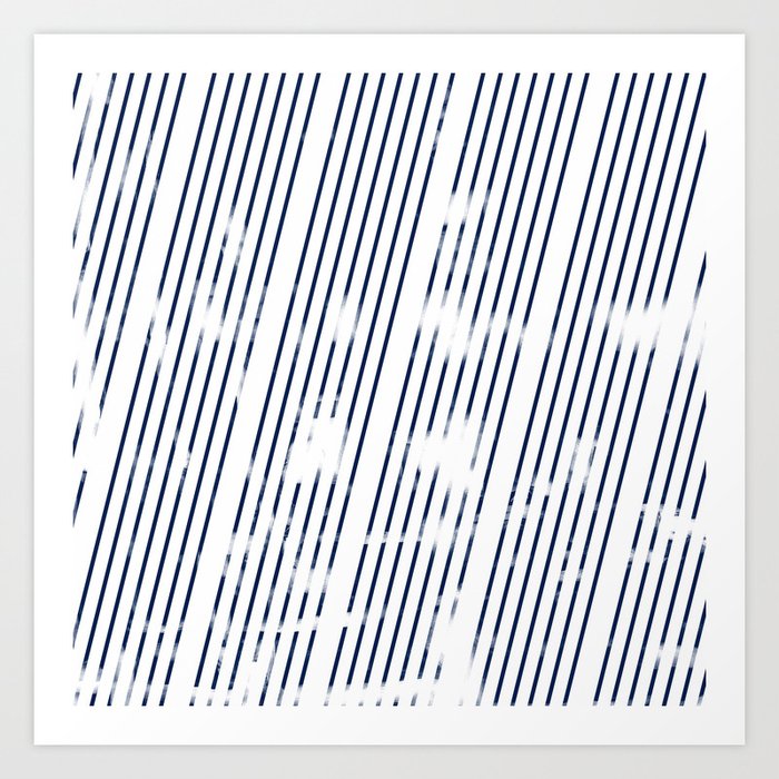 Grunge Blue stripes on white background illustration Art Print by