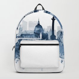 Paris City Skyline Watercolor Blue by zouzounioart Backpack