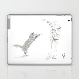Playing with the cat Laptop Skin