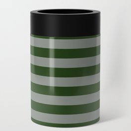 Dark Forest Green Summer Cabana Beach Picnic Stripes Can Cooler