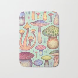Fun, Fun, Fungi Bath Mat | Fall, Colorfulart, Pattern, Colors, Fungi, Watercolor, Childrensbook, Fairytale, Painting, Retroprint 