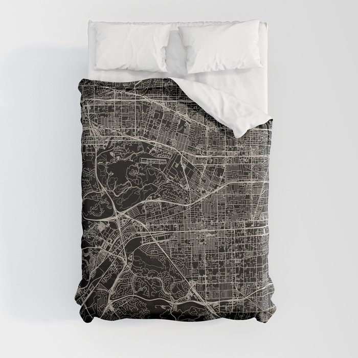 Pomona, USA. City Map Drawing Duvet Cover