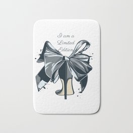 Fashion illustration with high heel shoe and bow. I am limited edition Bath Mat
