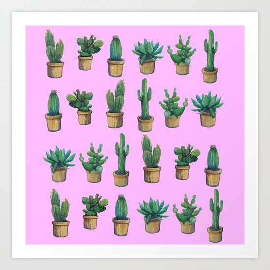 cactus pink 3 Art Print