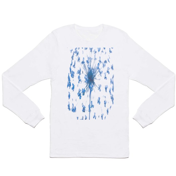 Blue Abstract Flower On White Background #decor #society6 #buyart Long Sleeve T Shirt