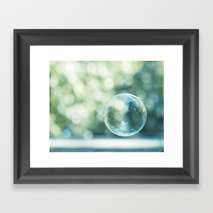 Bubble Photography, Bathroom Blue Green Art, Soap Bubbles Laundry Room Print, Bath Nursery Photo Framed Art Print