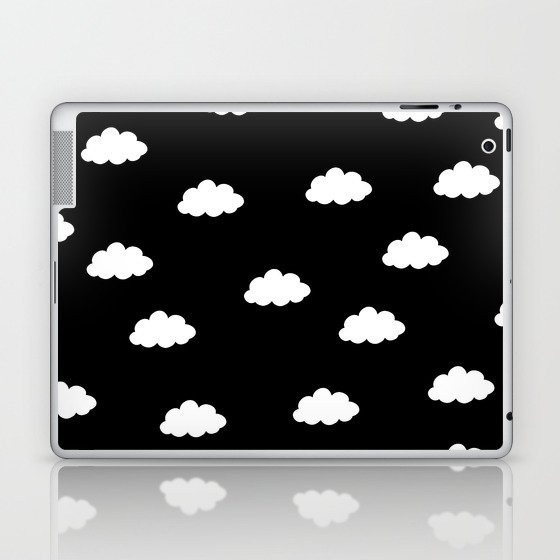 White clouds in black background Laptop & iPad Skin