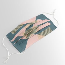 Modern Lines and Triangles Design in Blush, Teal, and Gold Face Mask