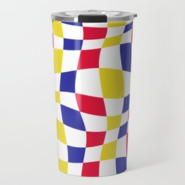 Warped Checkered Pattern (red/blue/yellow) Travel Mug