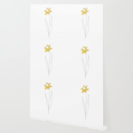Mustard Daffodil Wallpaper | Fine, Mustard Daffodil, Line, Minimalist, Summer, Yellow, Spring, Color, Floral, Sketch 