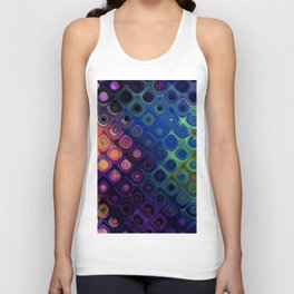 Fractal Water Droplet Distorted Psychedelic Rainbow Print Pattern Unisex Tank Top