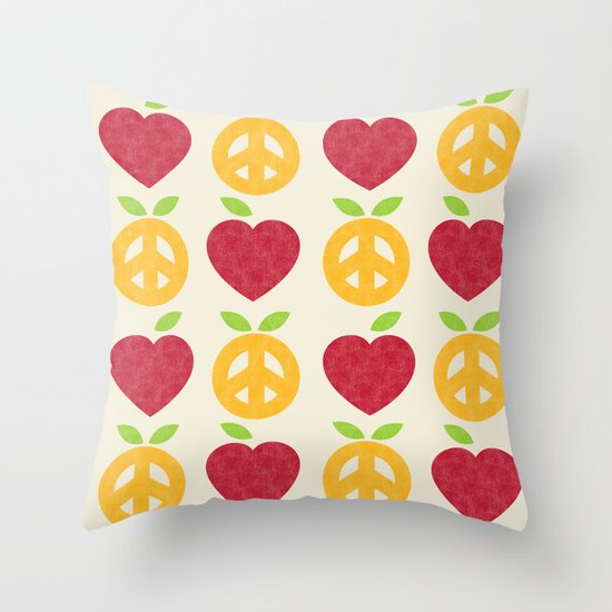 Apple and Orange - Love and Peace Throw Pillow