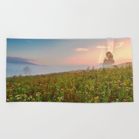 Misty Canaan Valley Sunrise Beach Towel
