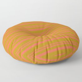 [ Thumbnail: Red and Dark Goldenrod Colored Lined/Striped Pattern Floor Pillow ]