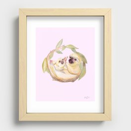 Mama and Baby Sloth - Rose Recessed Framed Print