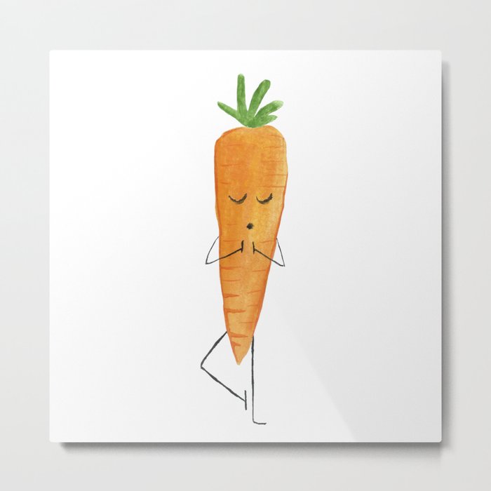 Yoga Carrot Metal Print