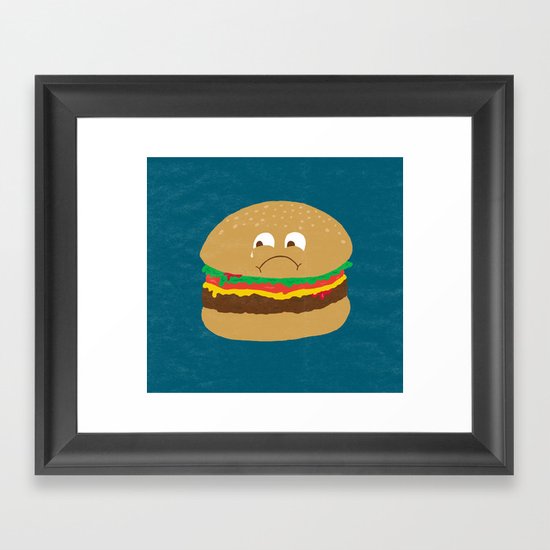 Sad Hamburger Framed Art Print