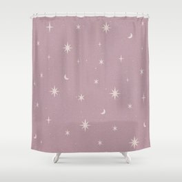 Starry night pattern Burnished Lilac Shower Curtain