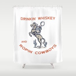 Ropin' & Whiskey Cowgirl Shower Curtain