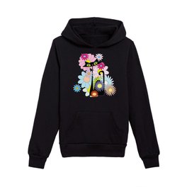 Atomic MCM Cat with Flowers Kids Pullover Hoodie