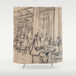 Matcha Line Sketch Shower Curtain