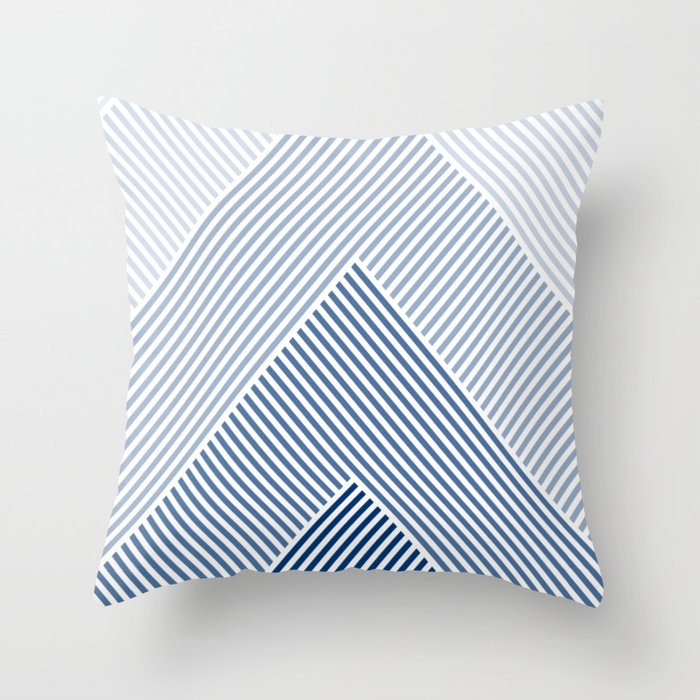 Blue Shades Lines  Throw Pillow