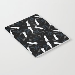 Leaf Pattern On Black Background Notebook
