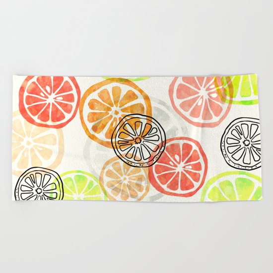 Lemon Slices Beach Towel