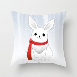 Snow Bunny Throw Pillow